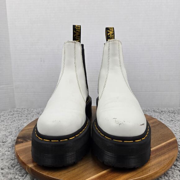 Dr. Martens Womens 8 Style 2976 Quad Smooth White Leather Platform Chelsea Boots - Picture 7 of 16
